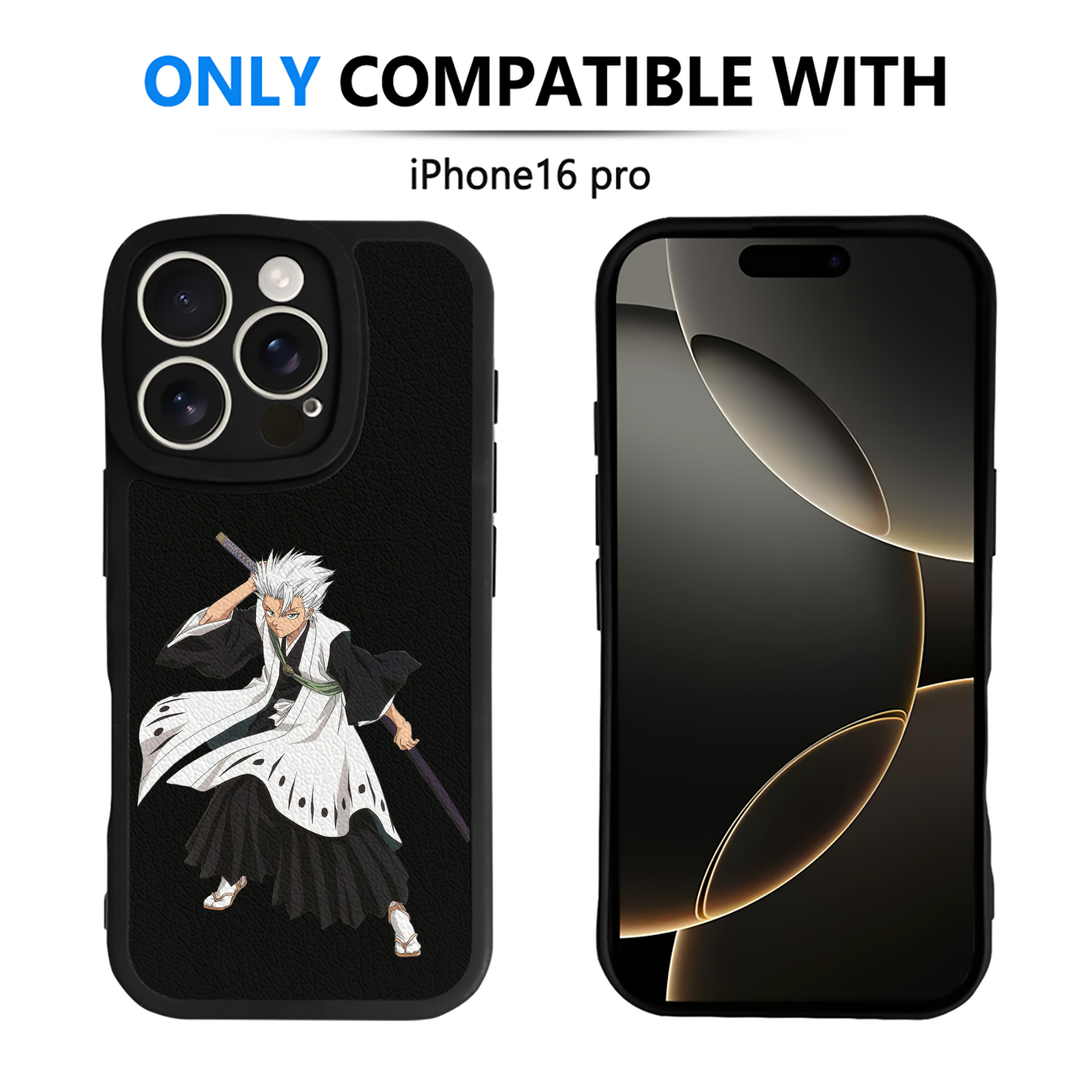 （画像用） ブリーチ 日番谷冬獅郎（ひつがや とうしろう） BLEACH Hitsugaya Toushirou 【iPhone 16シリーズ対応】シリコンスマホケース（レザー調） 材質：シリコン